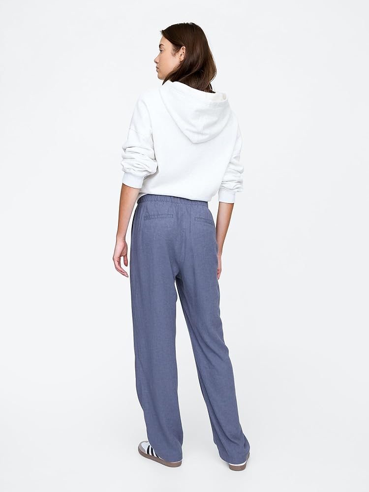 GAP Women's Easy Pant Linen, Vintage Indigo 19-3929, X-Small